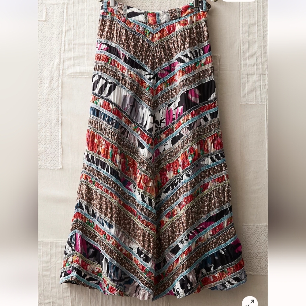 Collector Originals Free People Vintage Mixed Media Maxi Skirt A Line Size 4 NWT